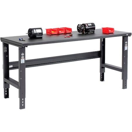 Global Industrial Adjustable Height Workbench, 72 x 36in, Steel Square Edge, Black 183155BK